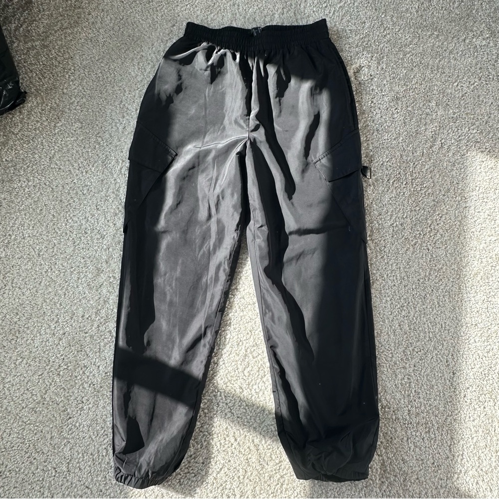 Forever 21 Black Parachute Cargo Pants